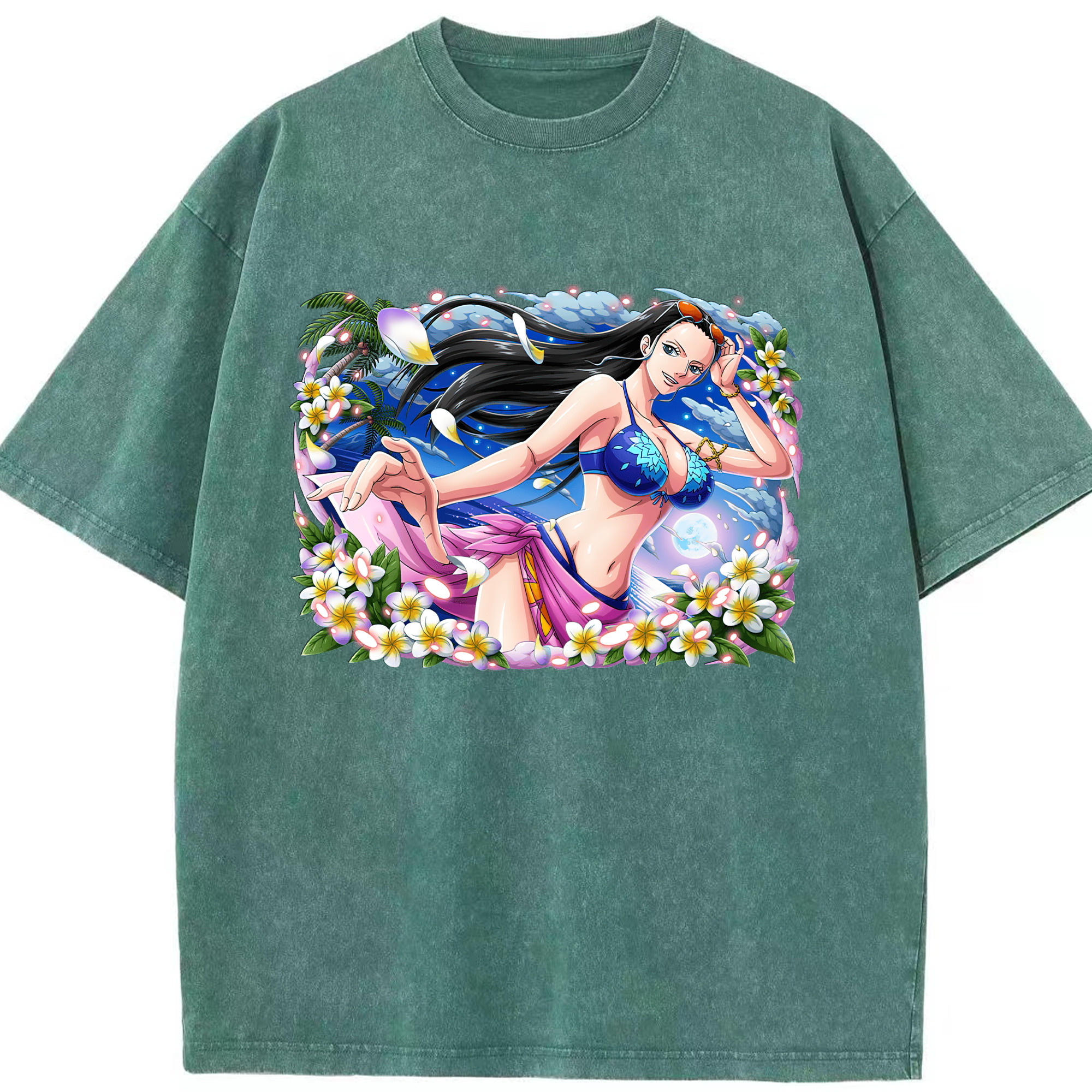 ワンピース ニコ・ロビン ONE PIECE Nico Robin 綿100% ヴィンテージ風 半袖Tシャツ（フロントプリント）